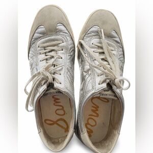 Sam Edelman White and Silver Sneakers